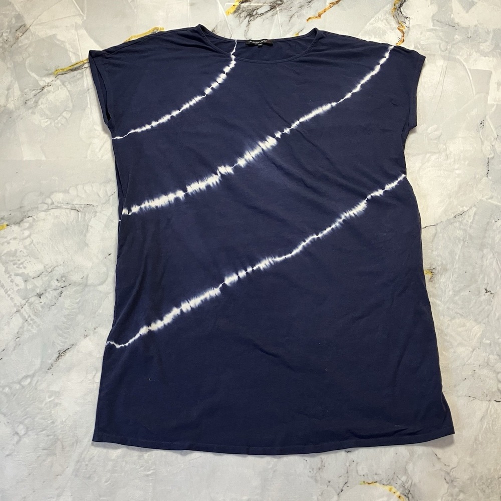 Colleen Lopez Dress Womens‎ Size 1X Blue Tie Dye Short Sleeve Midi Pockets